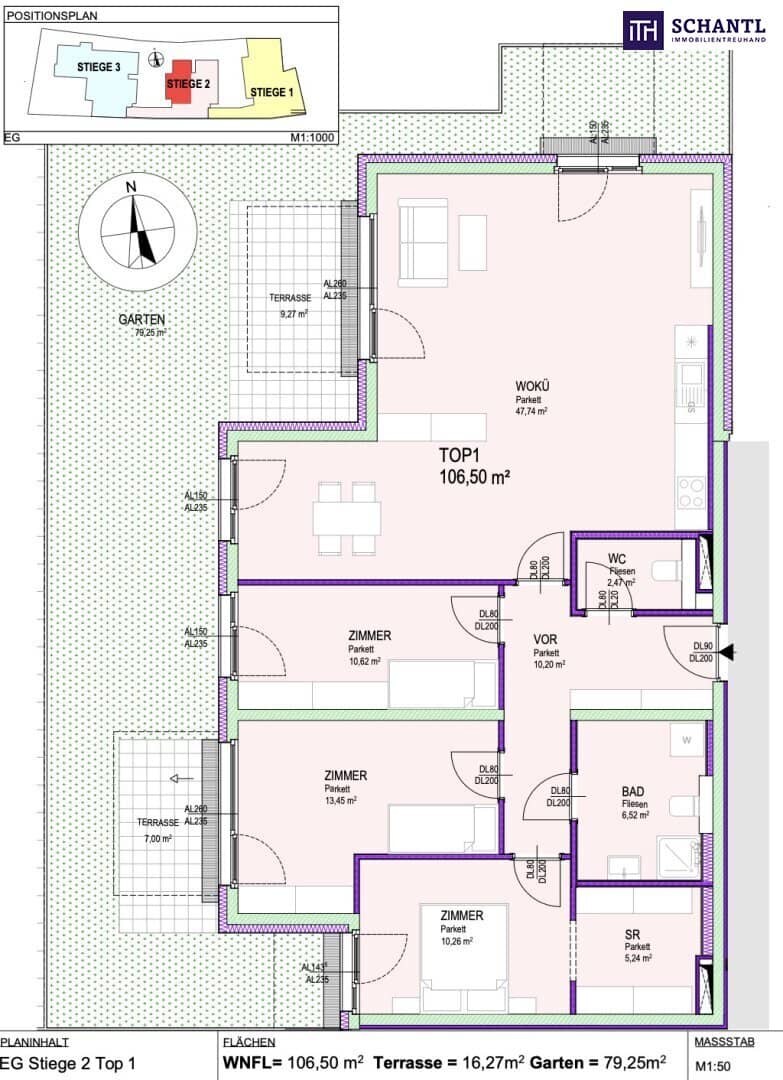 Erdgeschosswohnung mit eigenem Garten in ruhiger Innenhoflage
