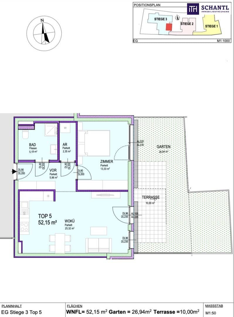 Apartment with garden in quiet courtyard