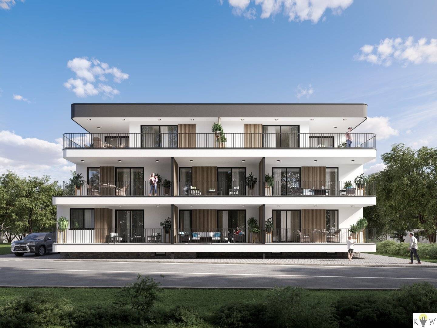 New build apartment with lake view balcony