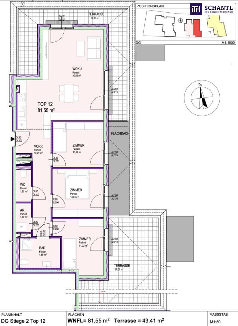 WOW wie cool!! Geniale DG- Wohnung mit 4 Zimmer und 2 Terrassen! Ab Q3/26