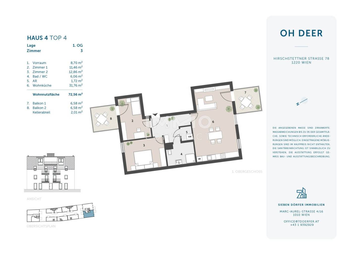 3-Zimmer-Neubau 72m² Wien 1220