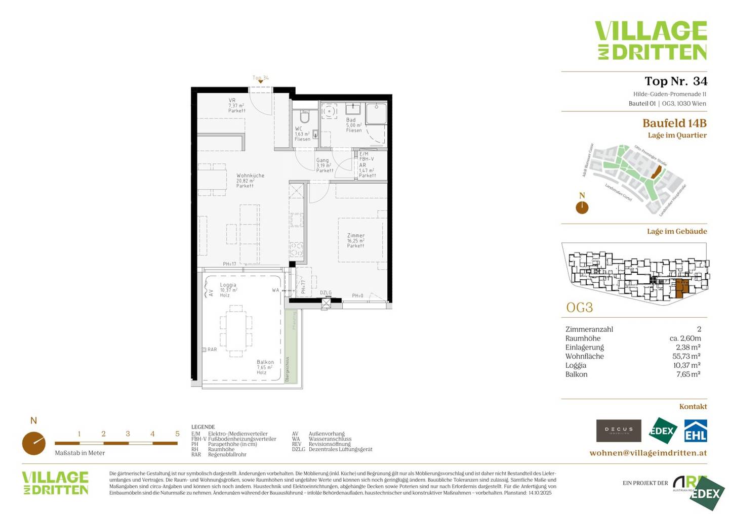 2-Zimmer Wohnung mit Loggia im Village im Dritten