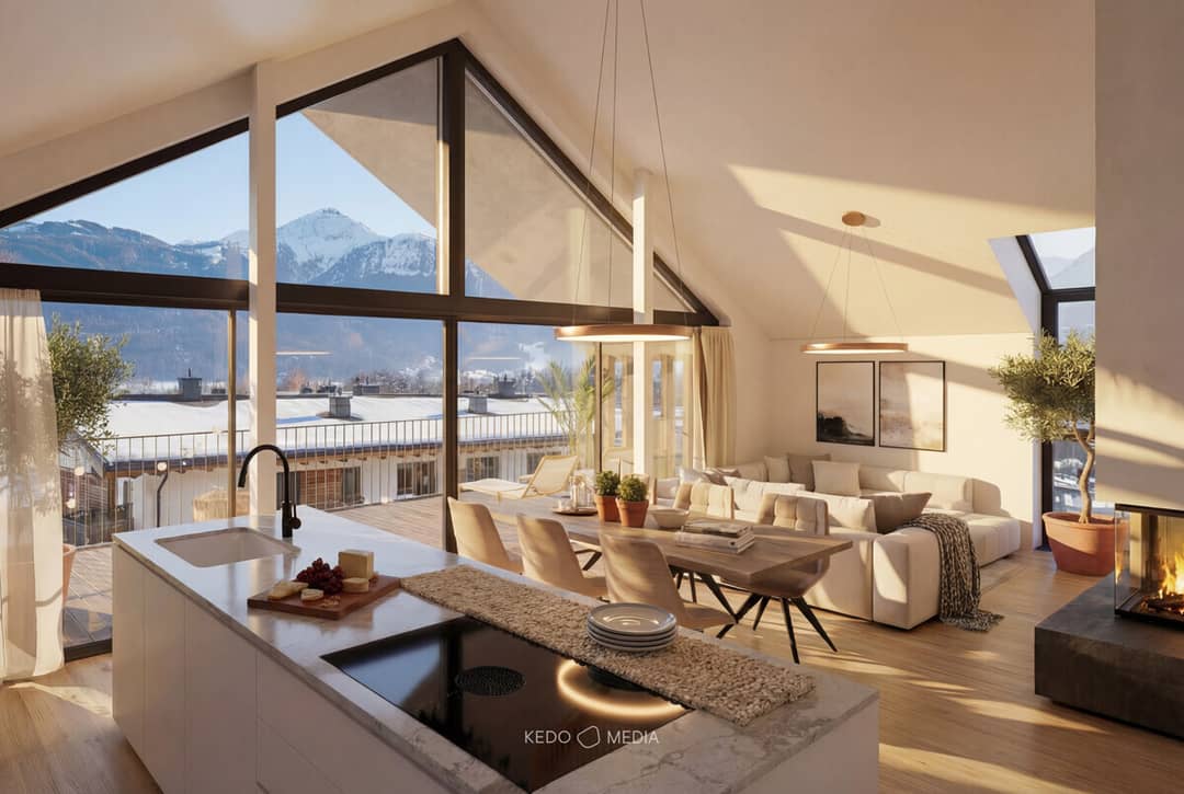 Attic apartment with south terrace in a new build