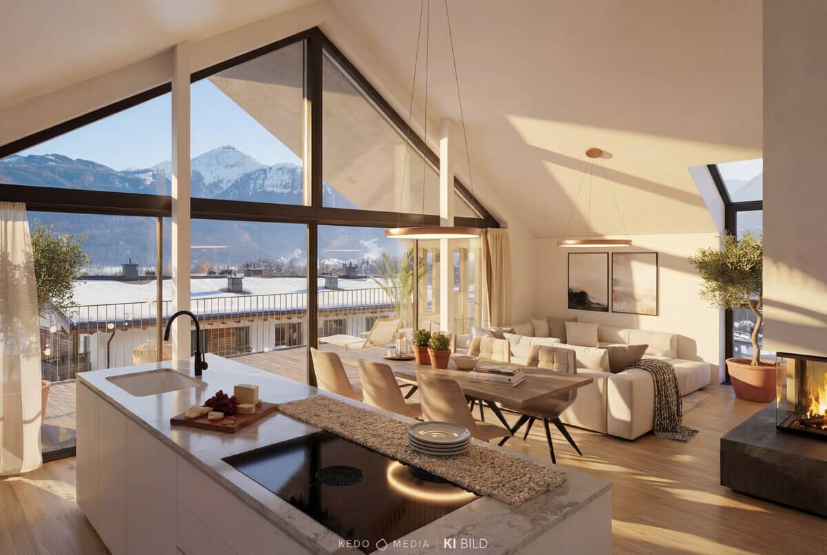 Attic apartment with south terrace in a new build