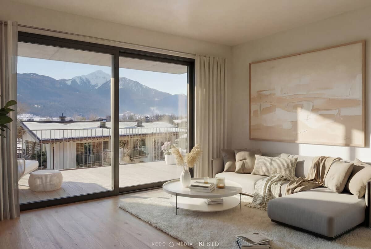 Newly built apartment with two balconies in sunny location