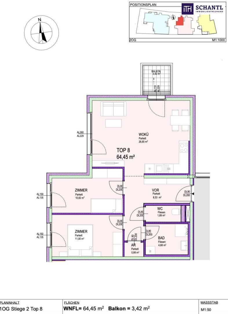 Erstbezug Wohnung Balkon nahe Marchfeld Center