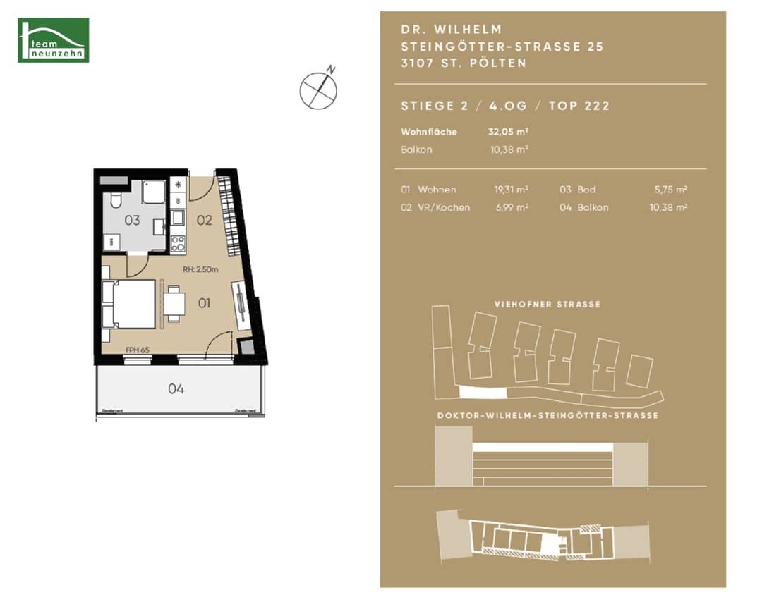 Modern 1-room apartment St. Pölten