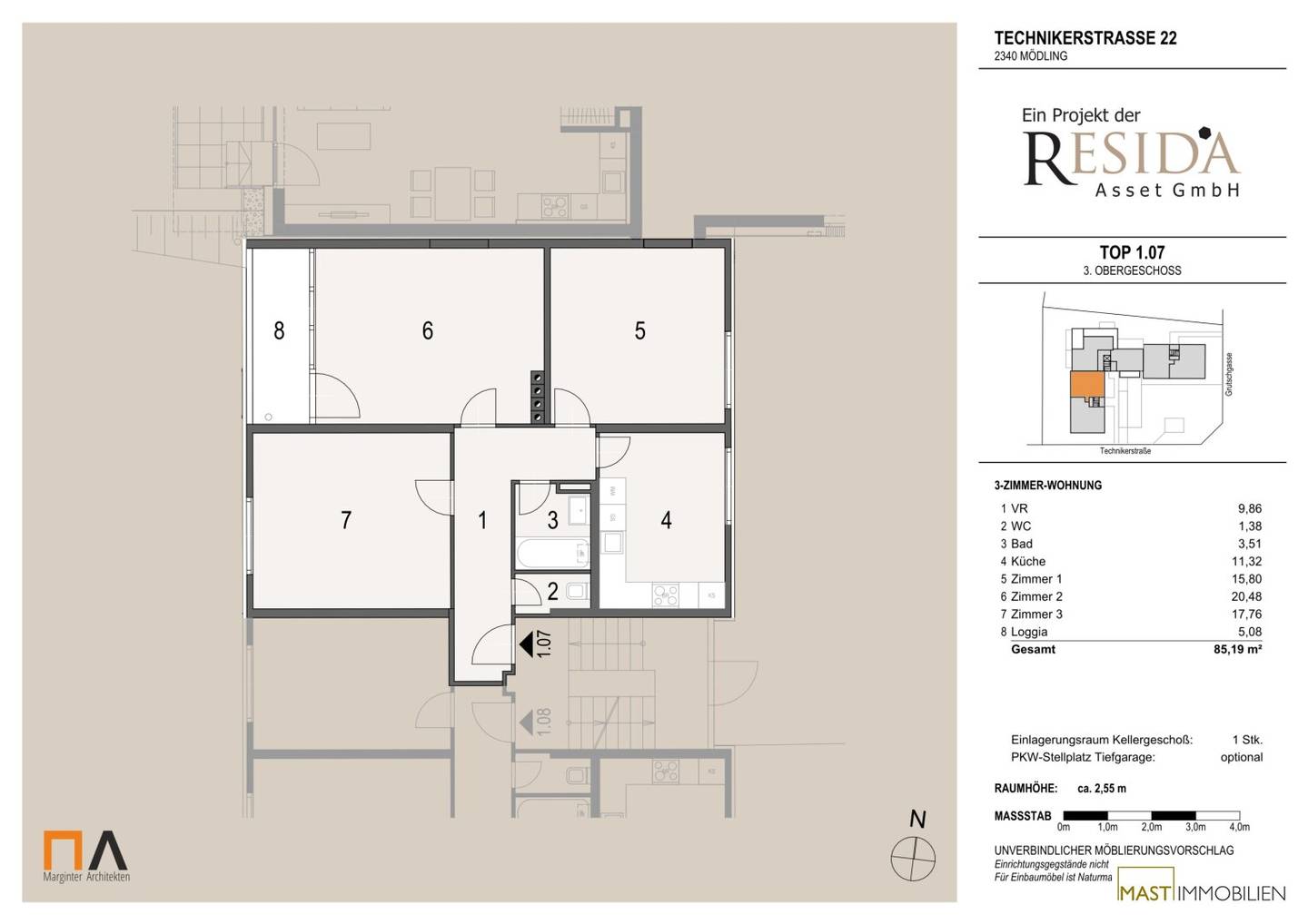 3-Zimmer-Wohnung Mödling, 80m²
