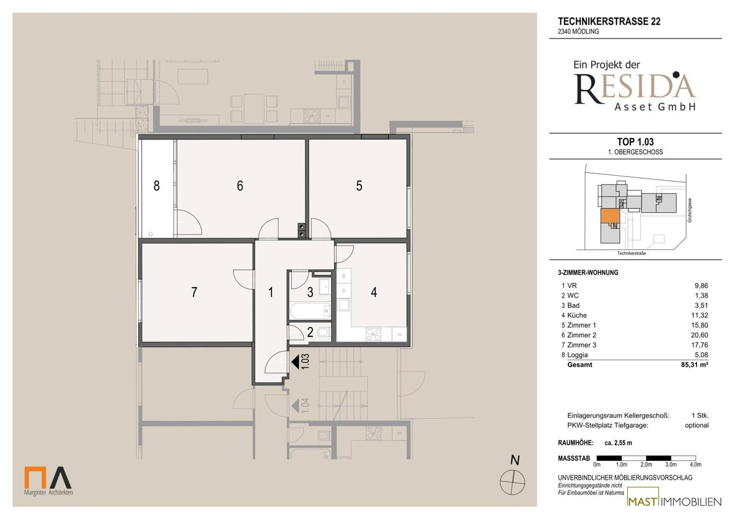 3-Zimmer-Wohnung Mödling, 80m²