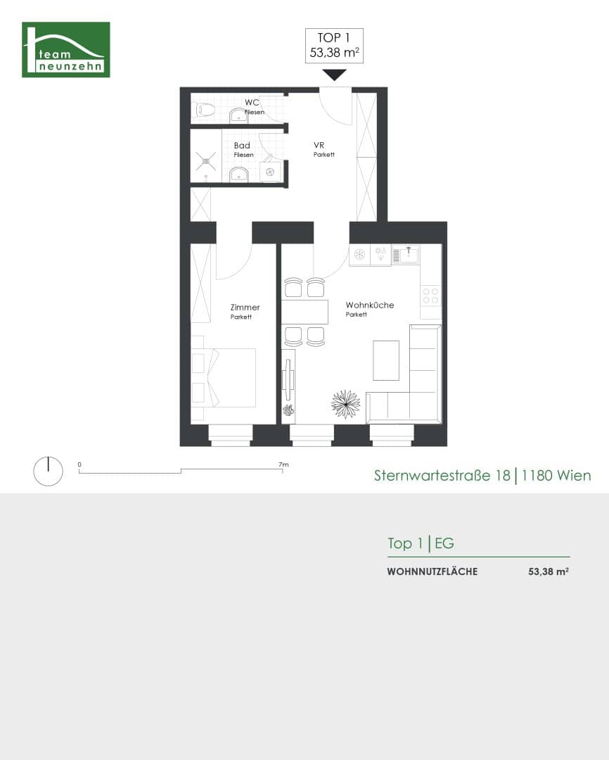 High-quality renovated ground floor apartment in a quiet lane location near U6 Nußdorfer Straße