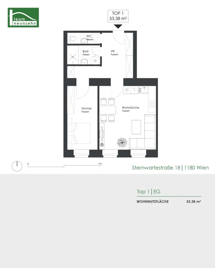 High-quality renovated ground floor apartment in a quiet lane location near U6 Nußdorfer Straße