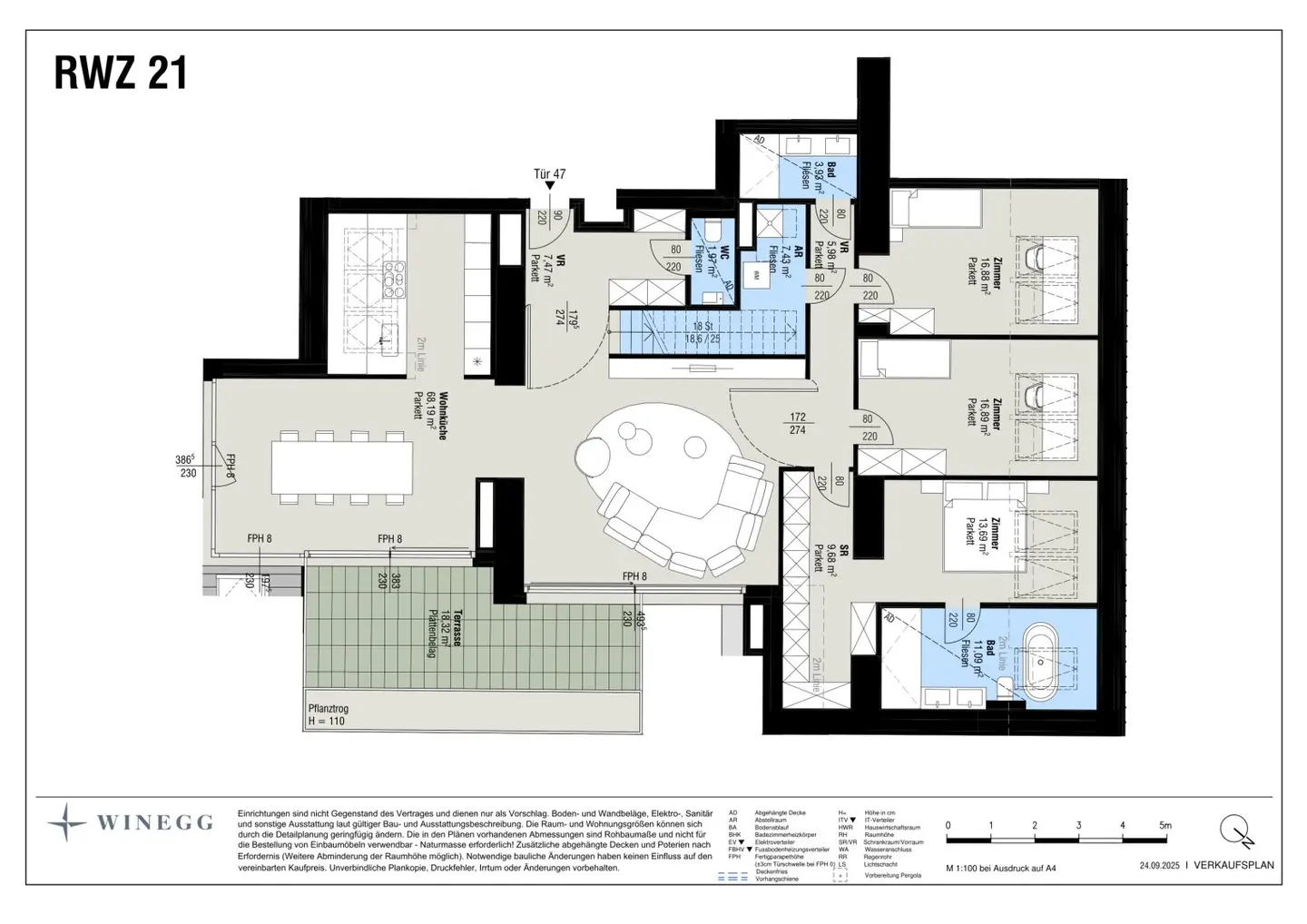 4-Zimmer Erstbezug mit 18 m² Terrasse und 28 m² Dachterrasse, direkt am Naschmarkt