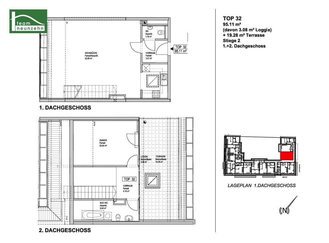 Dachgeschosswohnung mit Terrasse und Einbauküche
