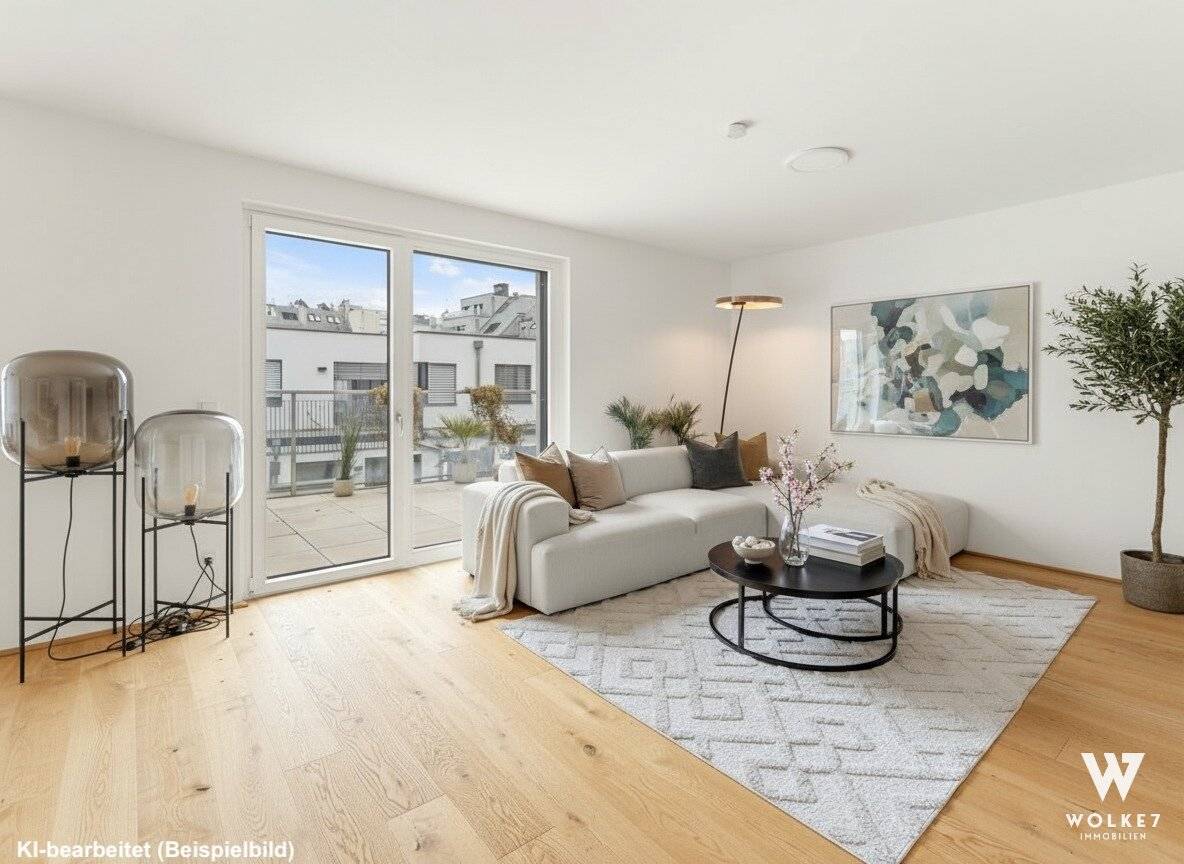 Dachgeschosswohnung nahe U1 Kagraner Platz mit Kamin Klimaanlage und 91 m² Terrasse