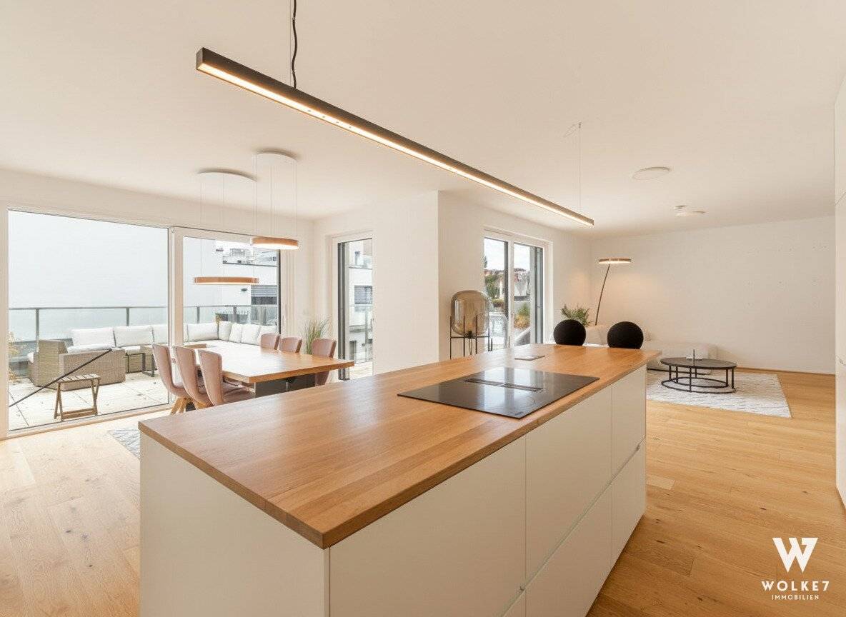 Dachgeschosswohnung nahe U1 Kagraner Platz mit Kamin Klimaanlage und 91 m² Terrasse