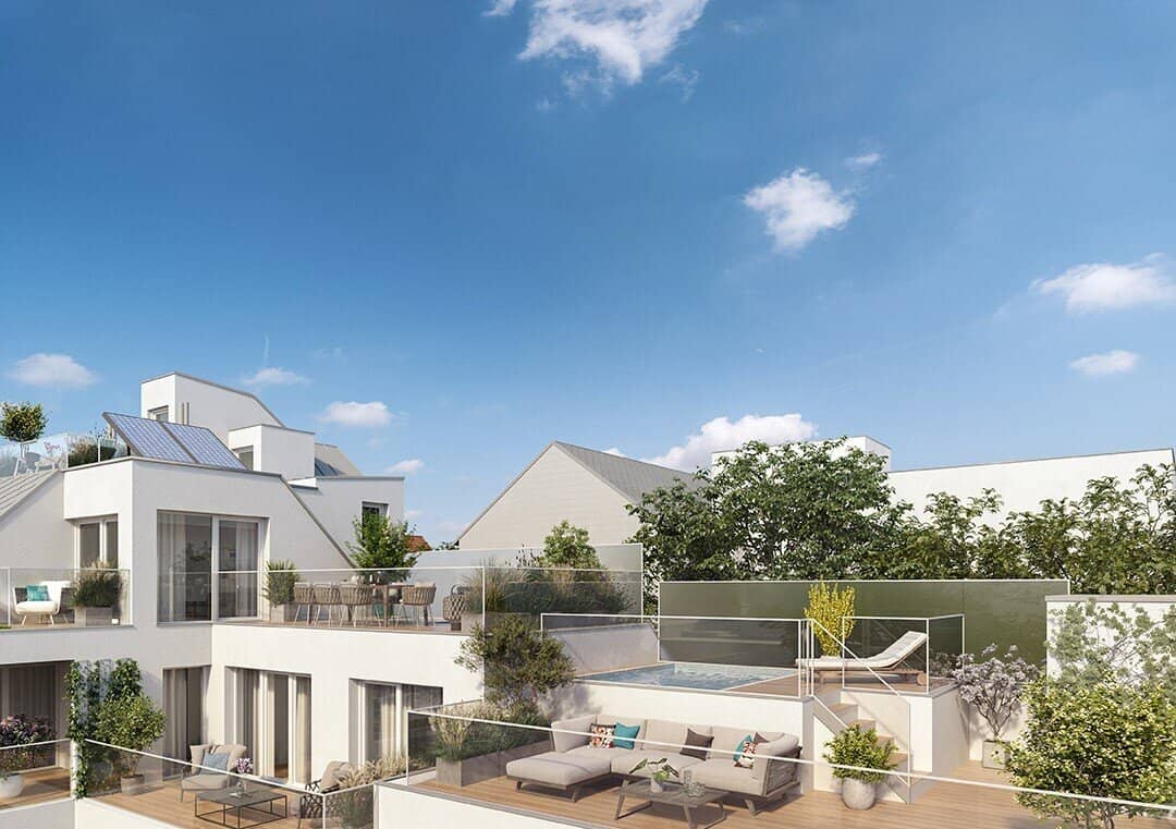 Attic floor apartment with roof terraces and bright living kitchen