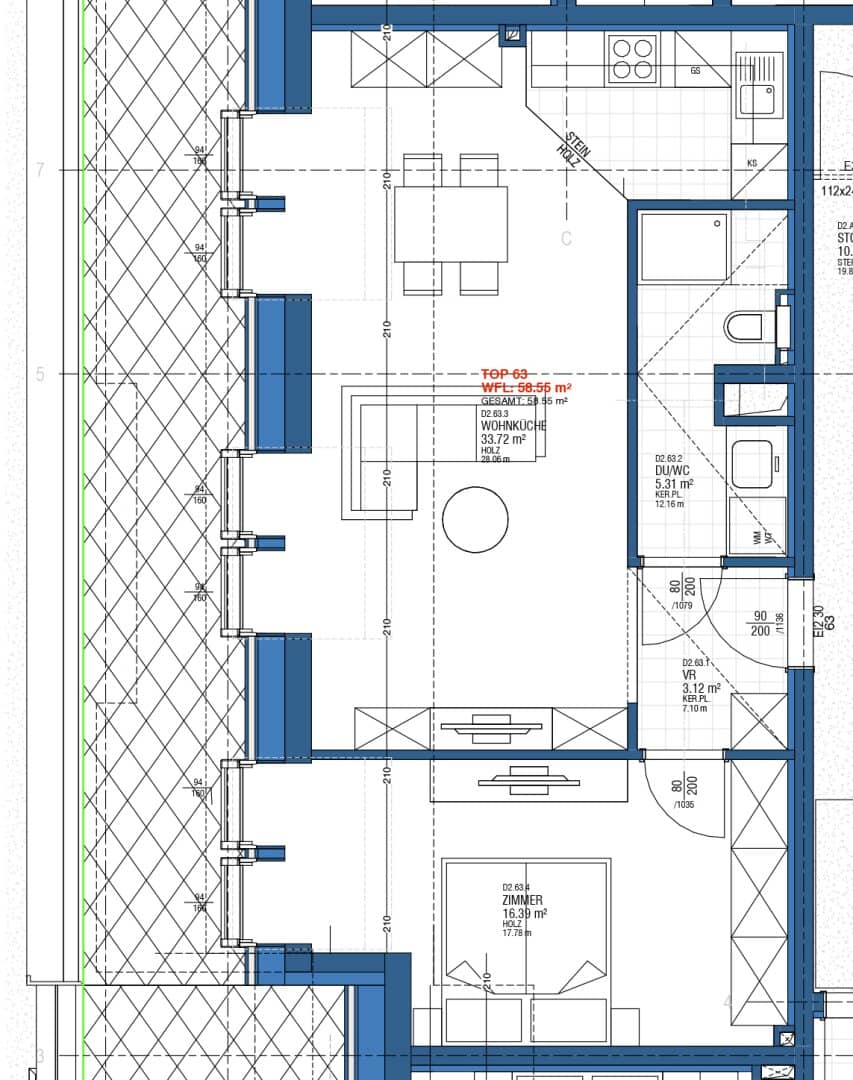 Neuwertige zwei Zimmer Wohnung mit Balkon