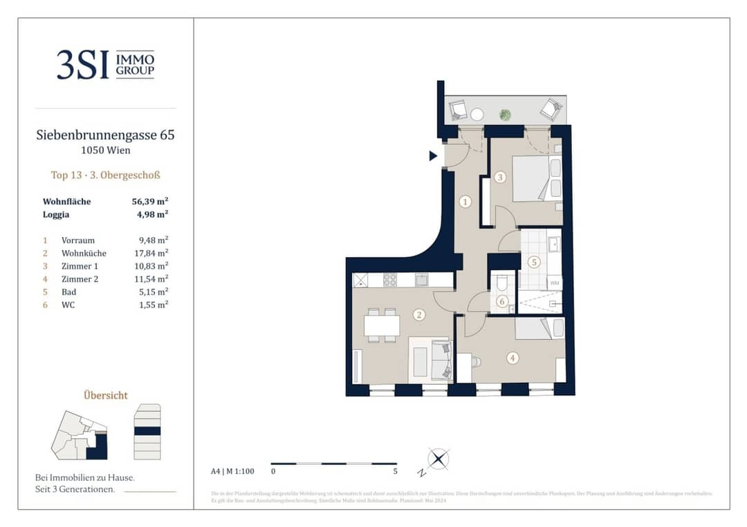 VIVIENNE: 3-room Altbau with Loggia