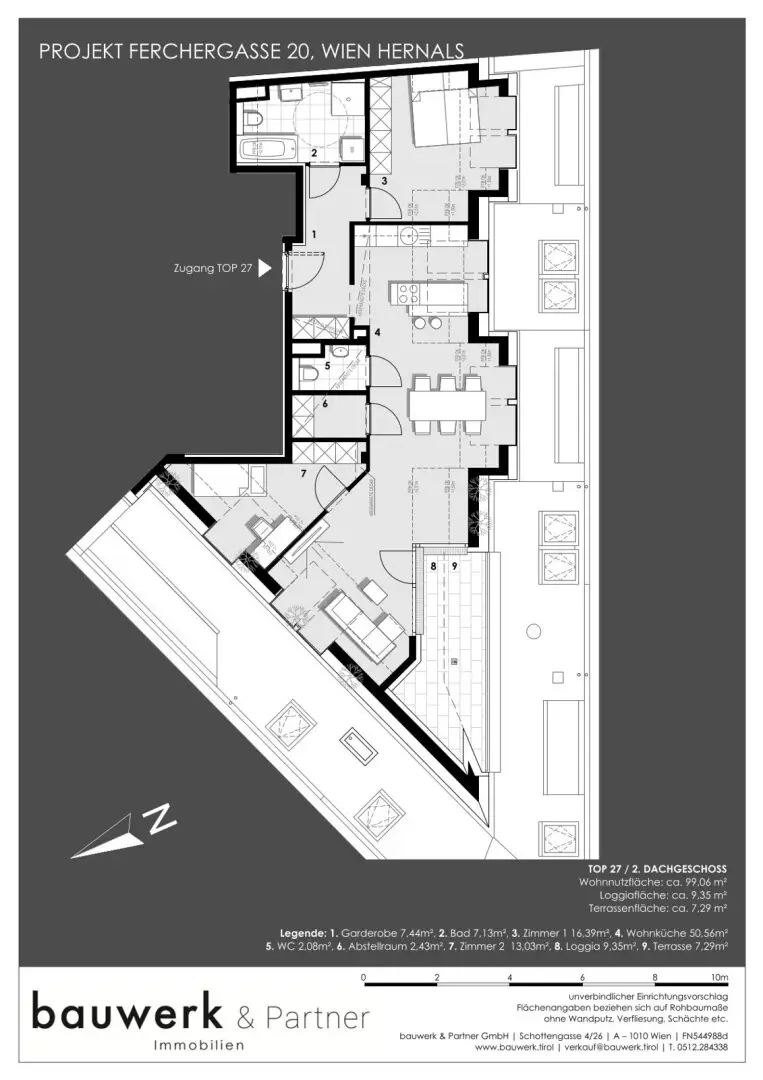 3-Room Penthouse Apt w/ Terrace, Hernals