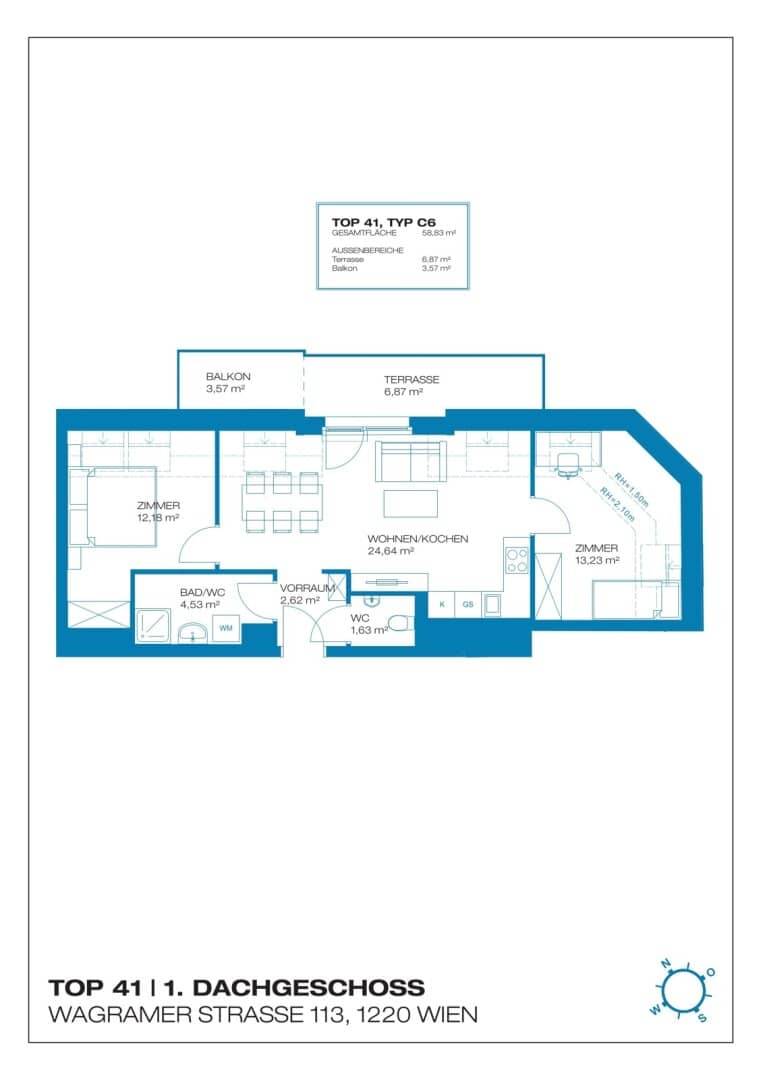 Wohnung first occupancy balcony near Kagraner Platz