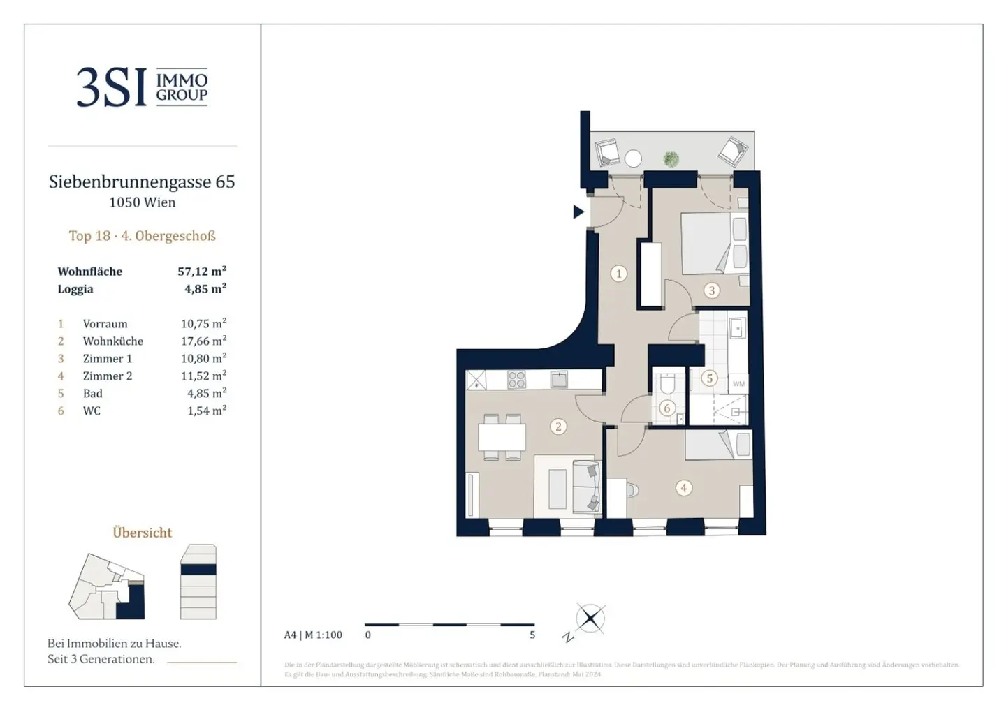 Wohnung nahe Haydnpark mit Loggia Erstbezug