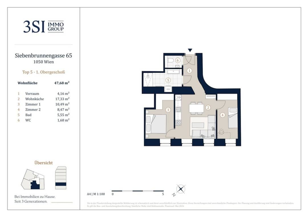 VIVIENNE: 3-Zimmer-Altbau 47m²