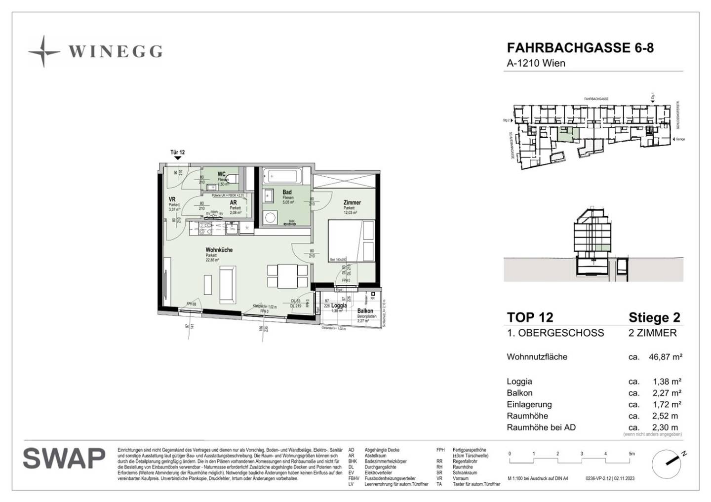 Bright 2-room flat with balcony
