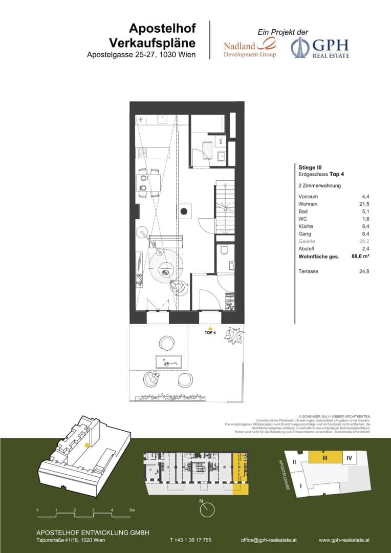 Apartment in first occupancy with terrace in central location