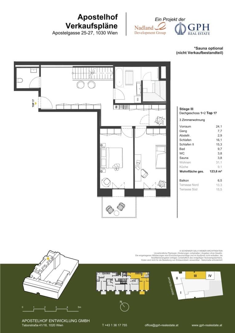 Top floor apartment with two terraces Apostelhof