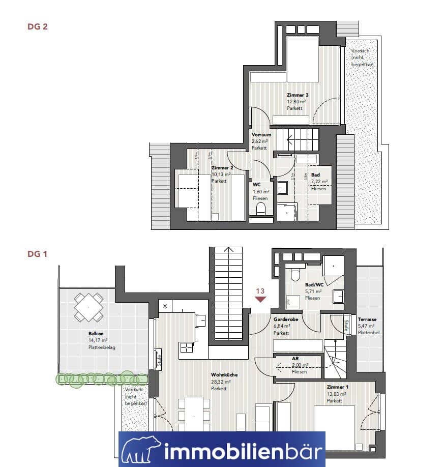 Dachgeschosswohnung Neubau mit Klimaanlage