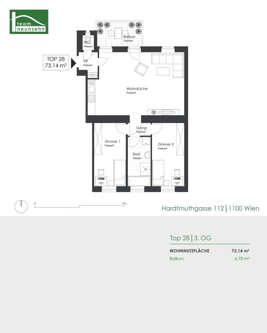 3-Rm Old Bldg Apt Vienna 1100