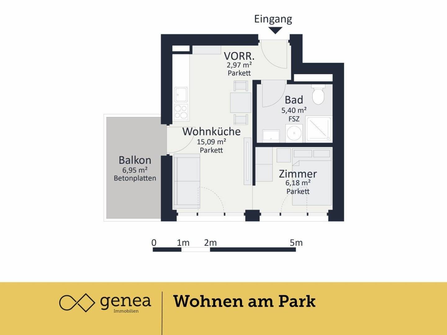 New build apartment in Augarten with balcony