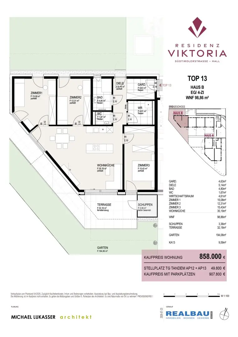 Apartment with garden terrace first occupancy