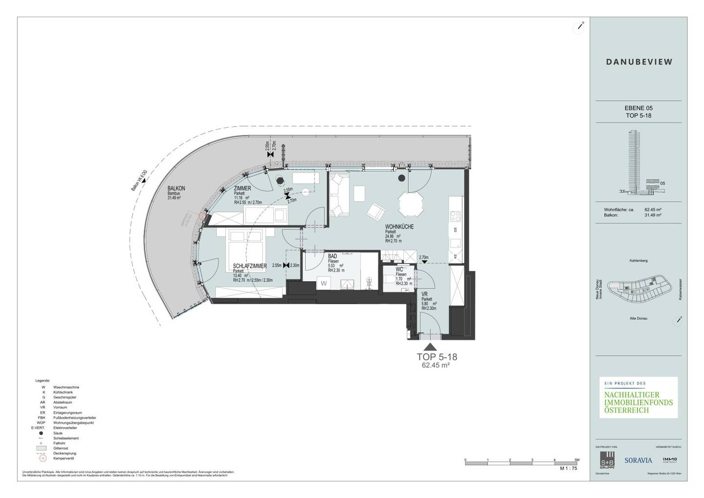 DANUBEVIEW: 3-Zi.-Wohnung 60m²