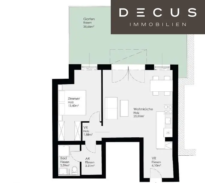New build apartment with garden and underfloor heating