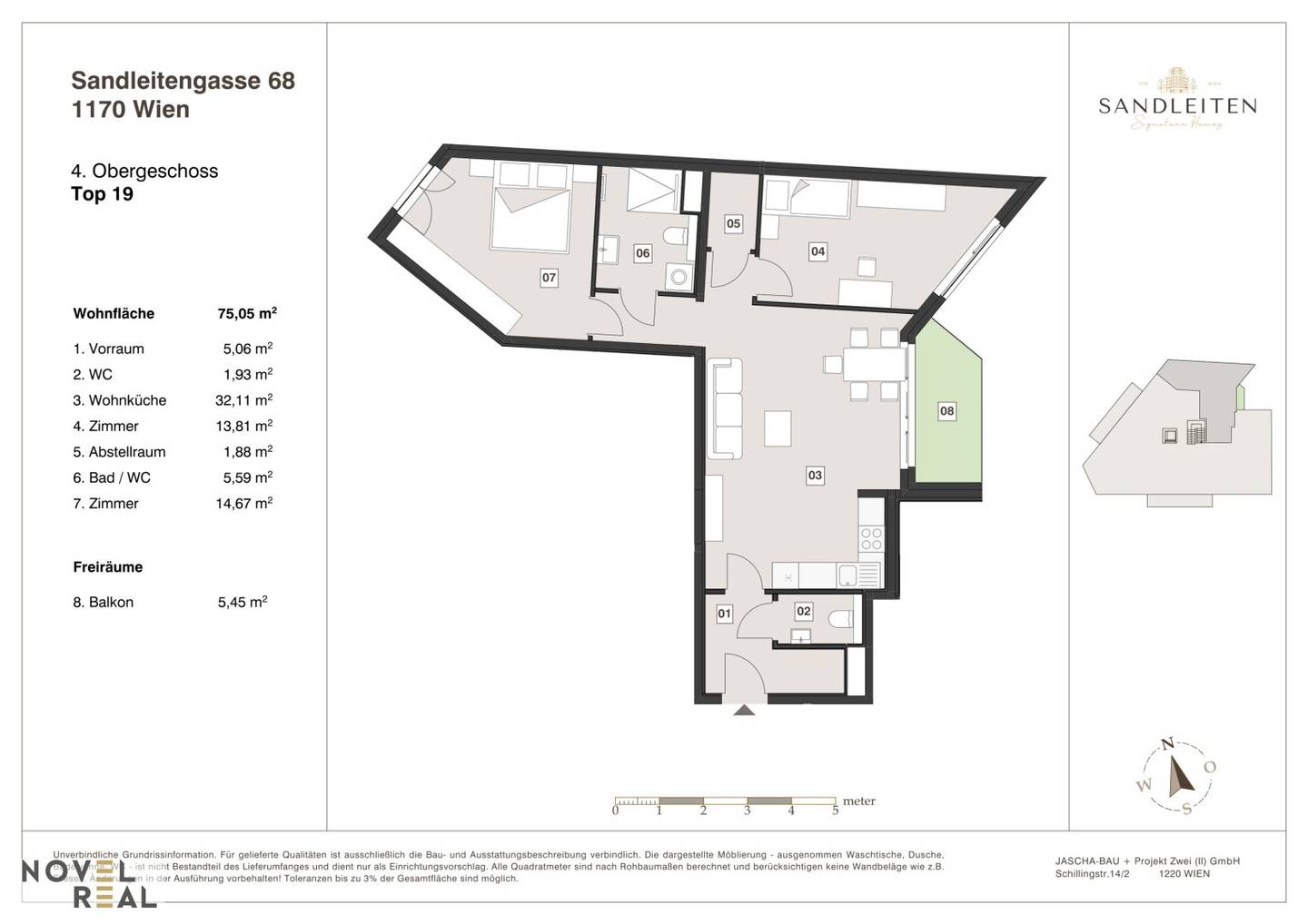 Wohnung Neubau Erstbezug mit hofseitigem Balkon