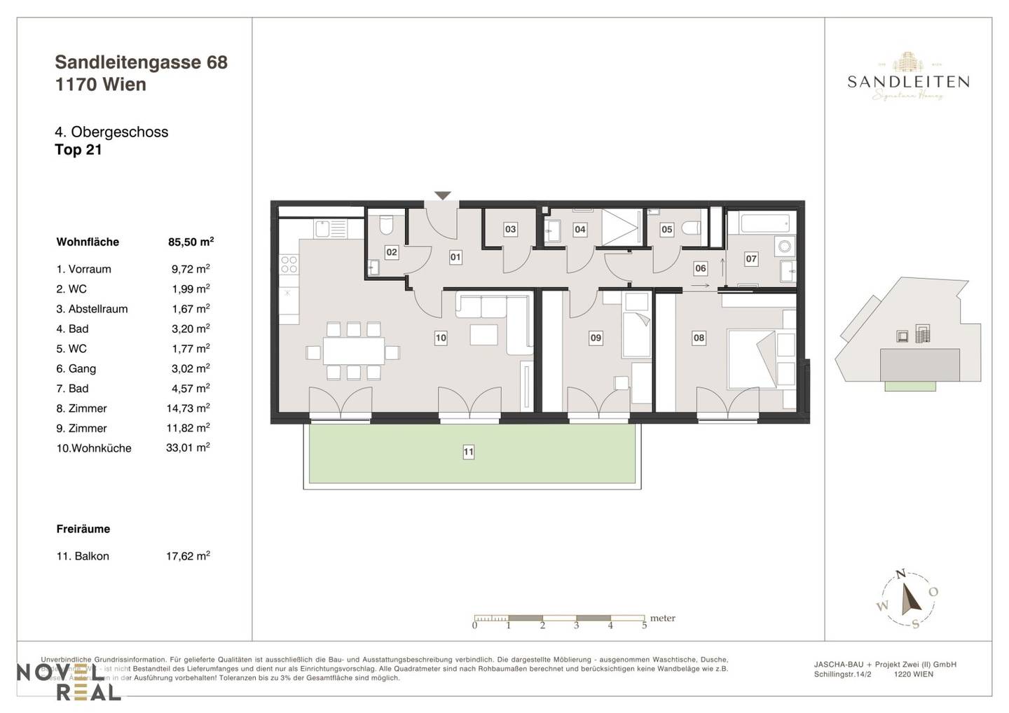 Apartment with south terrace and distant views