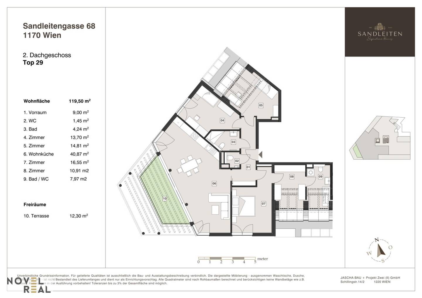 Penthouse mit Terrasse und Weitblick in Toplage