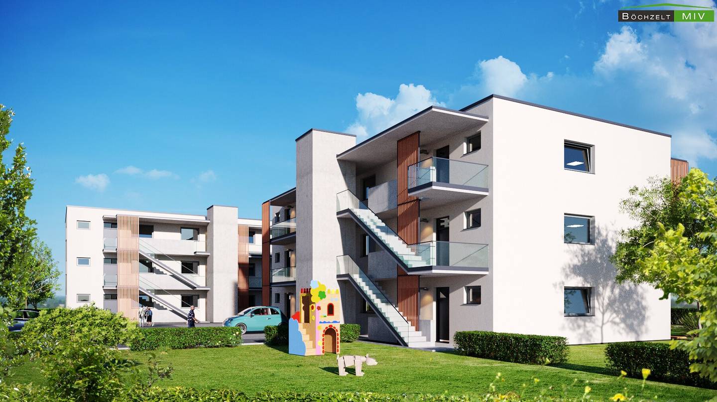 Neubau 2023 Wohnung Westbalkon Carport Küche