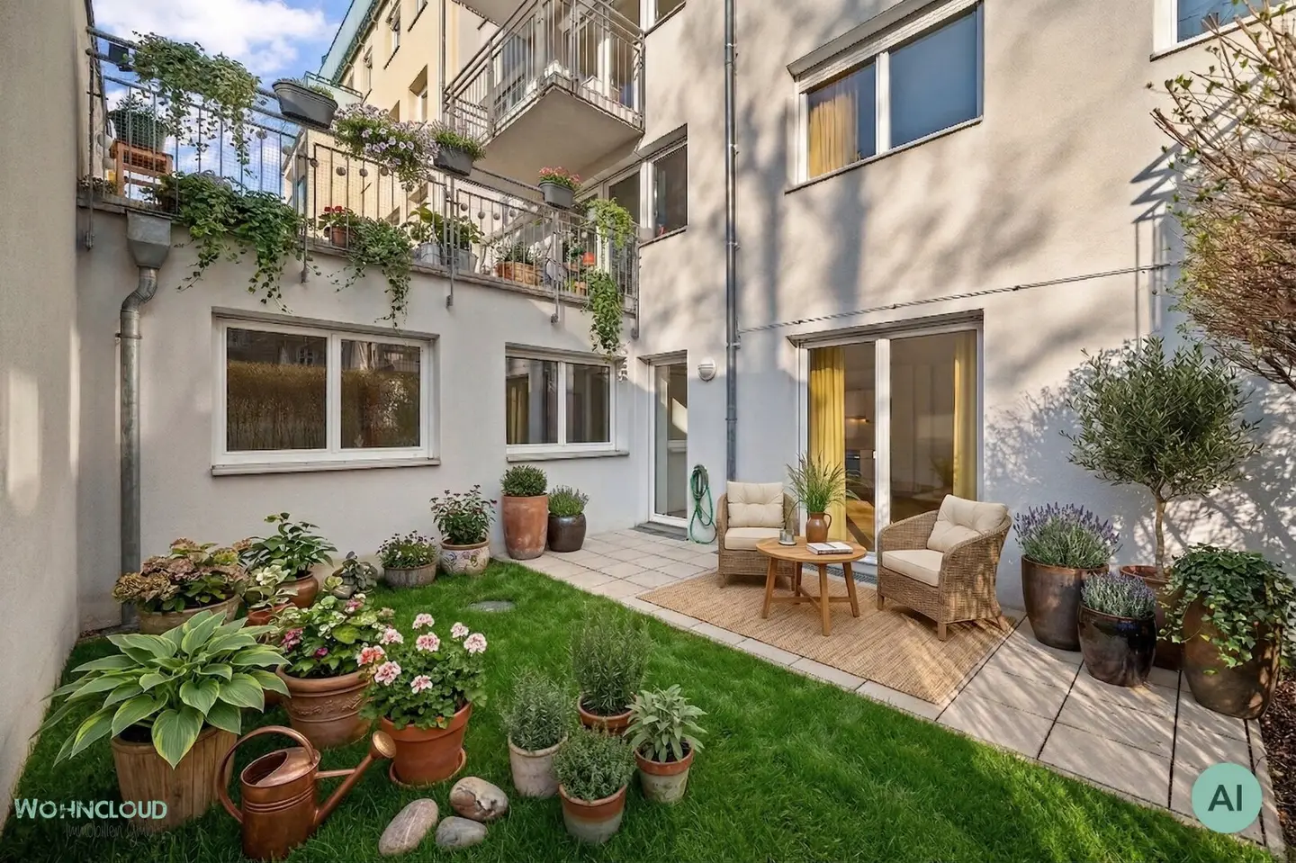 Wohnung im Erdgeschoss mit Terrasse und Garten