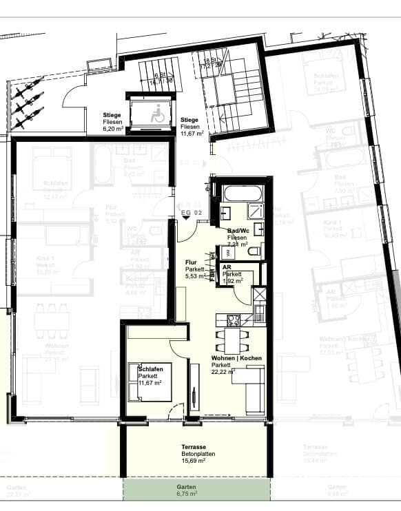 Neubau Wohnung barrierefrei mit Terrasse