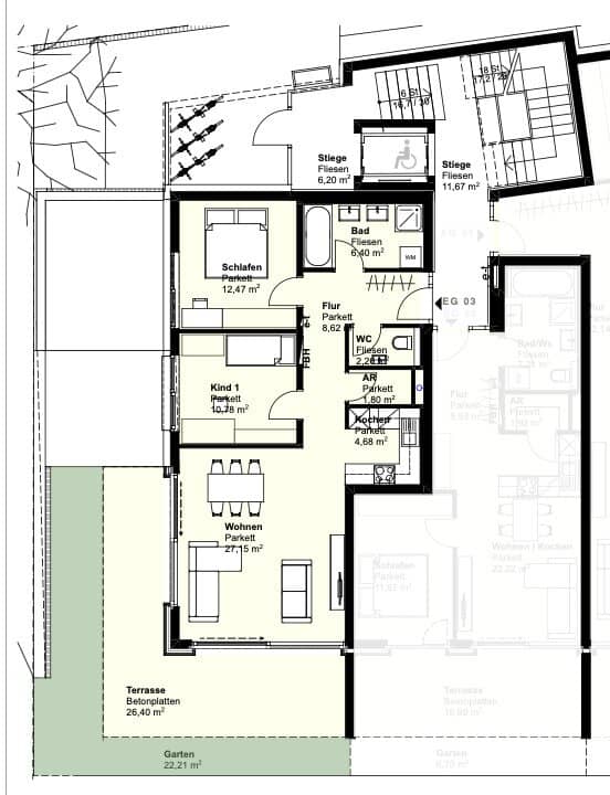 Neubauwohnung Erstbezug Terrasse und Garten