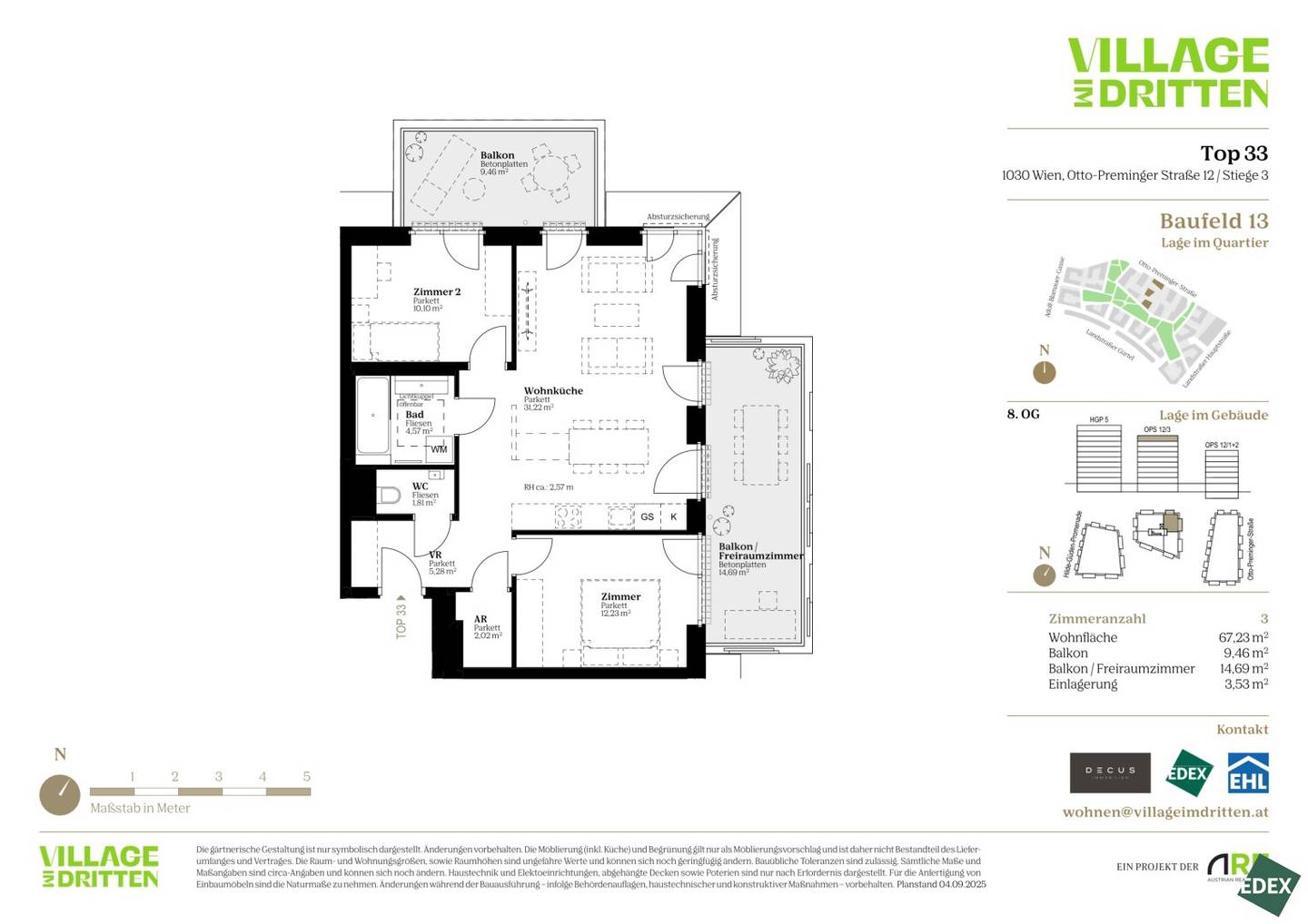 3-Zimmer-Neubau, 2 Balkone, Wien 1030