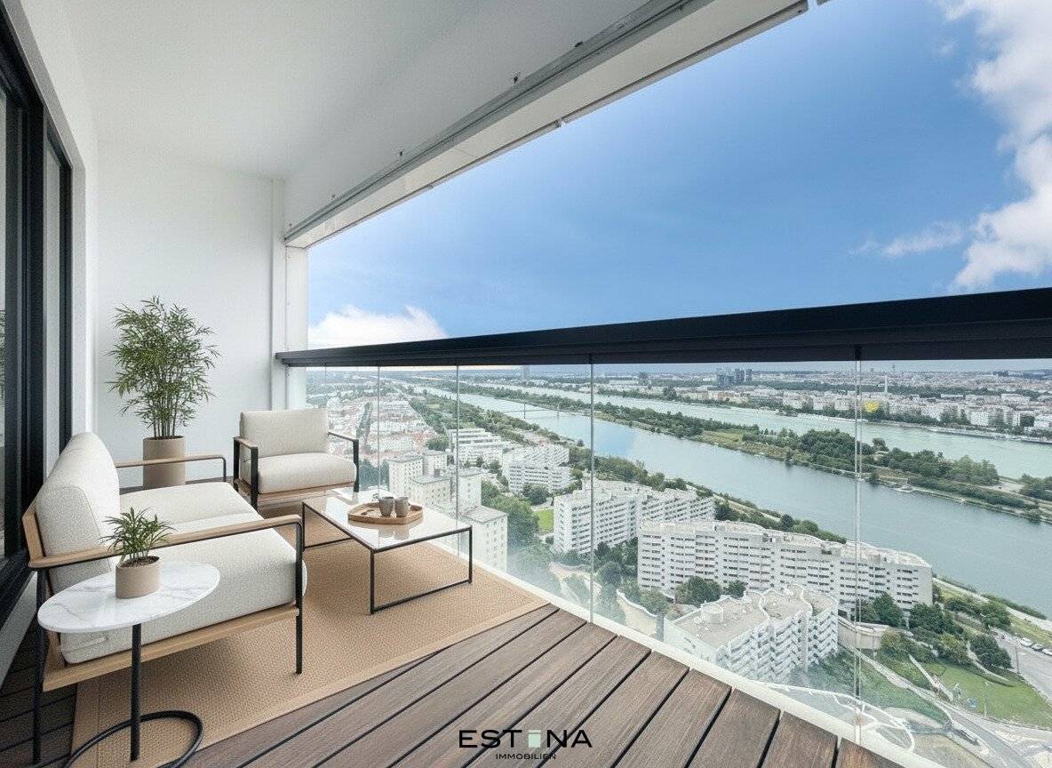 New build apartment with loggia and Danube view