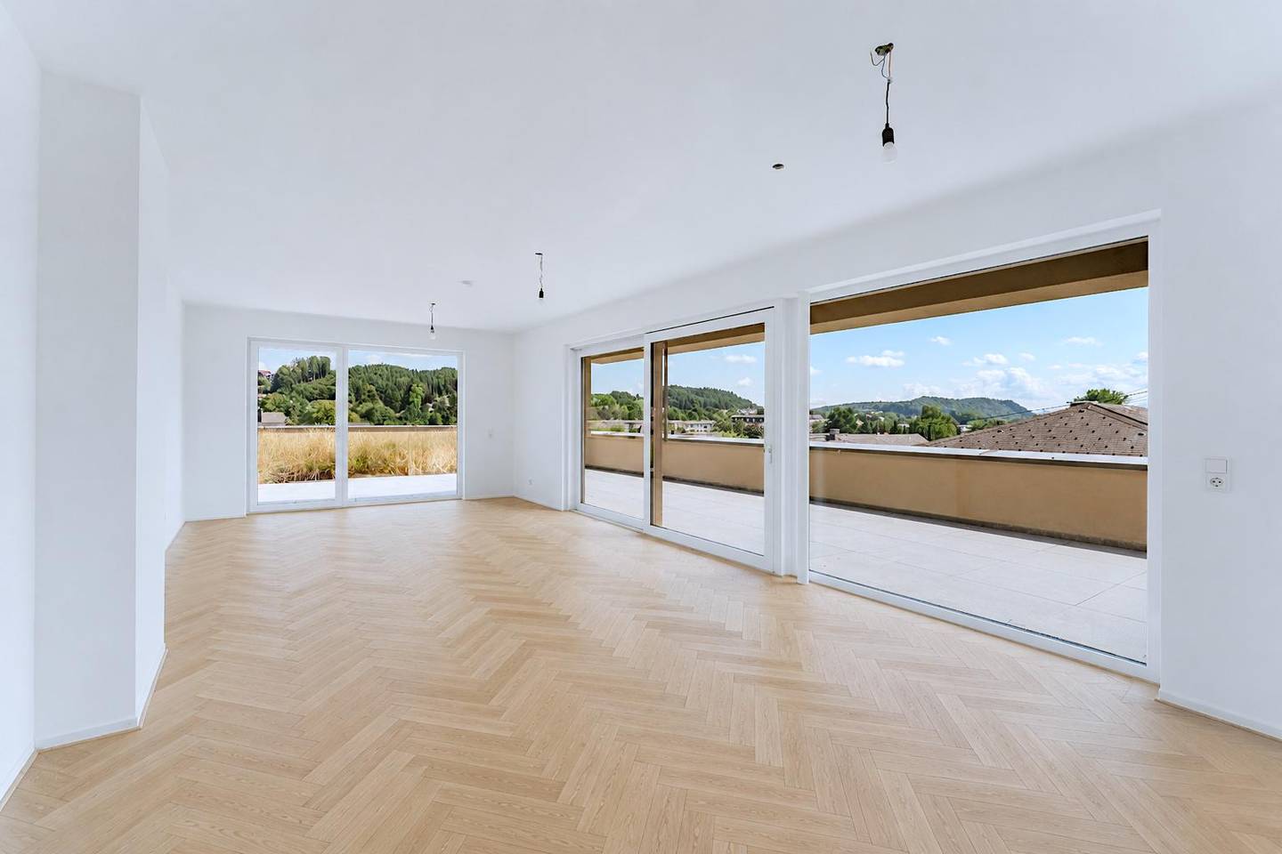 Attic apartment in city center with large roof terrace and Traunstein view