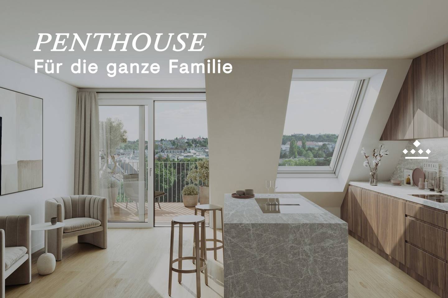 Penthouse mit Terrasse und Blick zum Kahlenberg