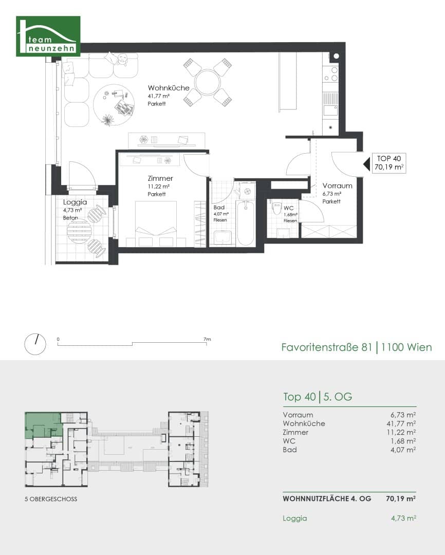 Apartment with loggia and fitted kitchen near Helmut-Zilk-Park