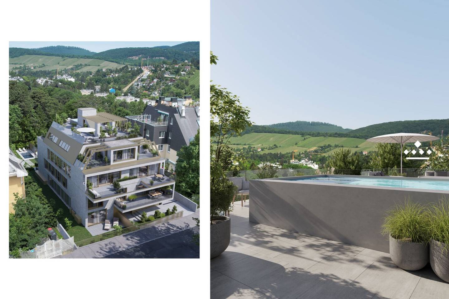 Penthouse with roof terrace pool and vineyard view