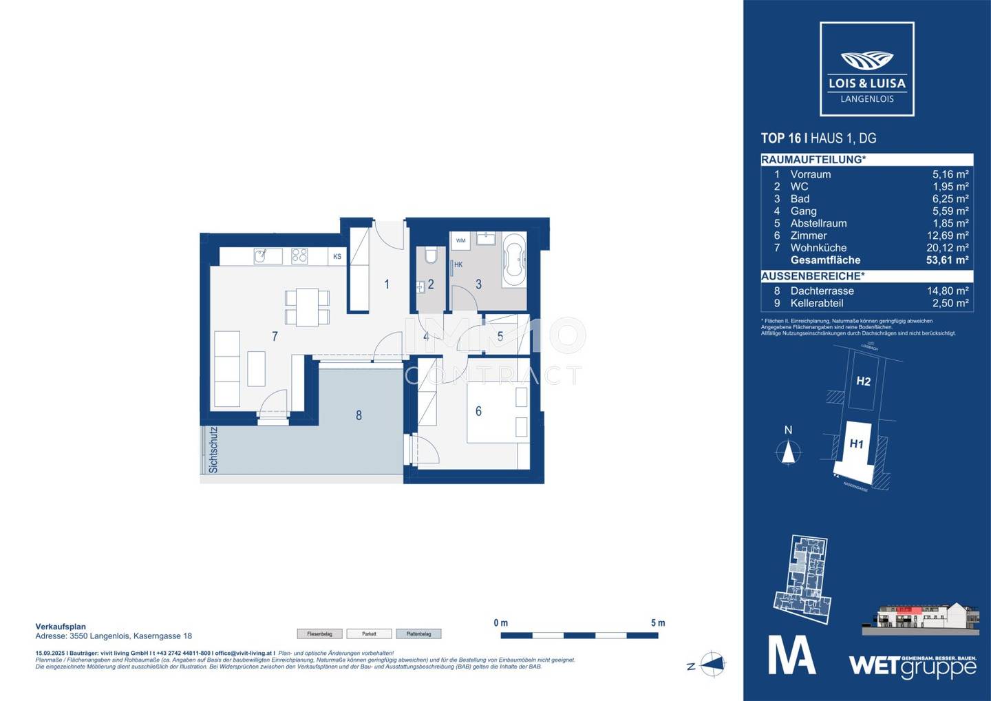 Apartment with terrace and garage in wine region
