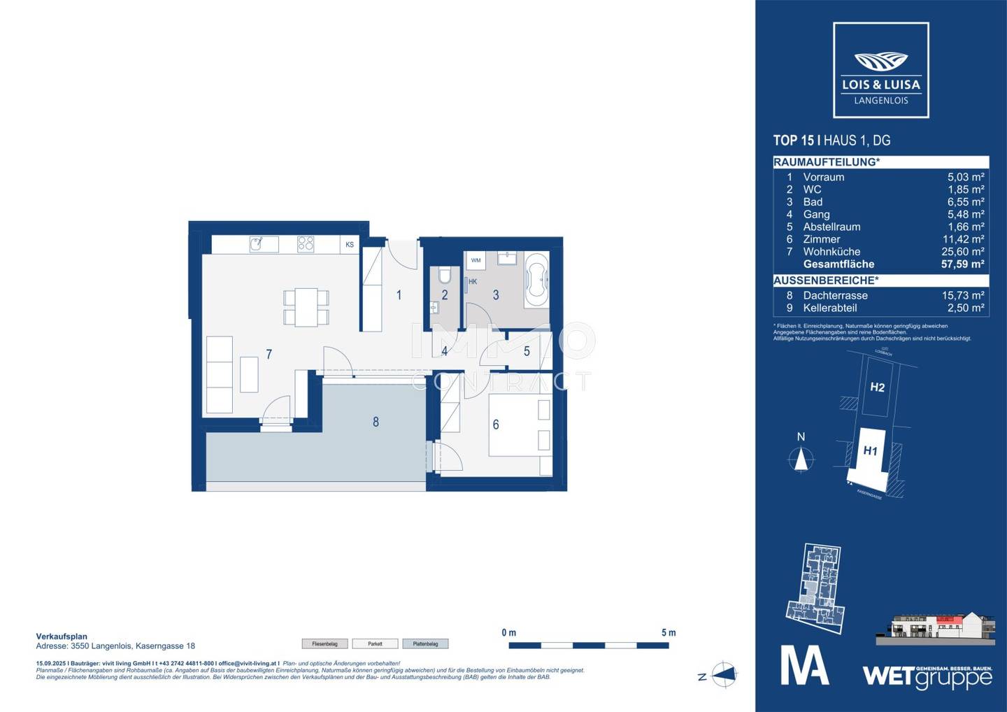 New build apartment near Kornplatz roof terrace